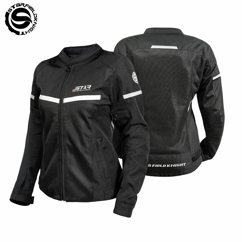 Summer Knights Clothing - SFK Siyah&Beyaz Motosiklet Ceketi Kadın Binicilik