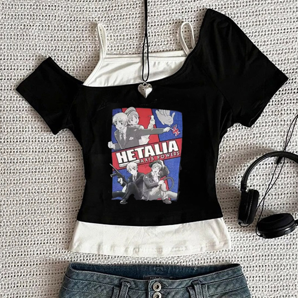 Summer Grunge Clothing - Hetalia crop top bayan sokak giyimi