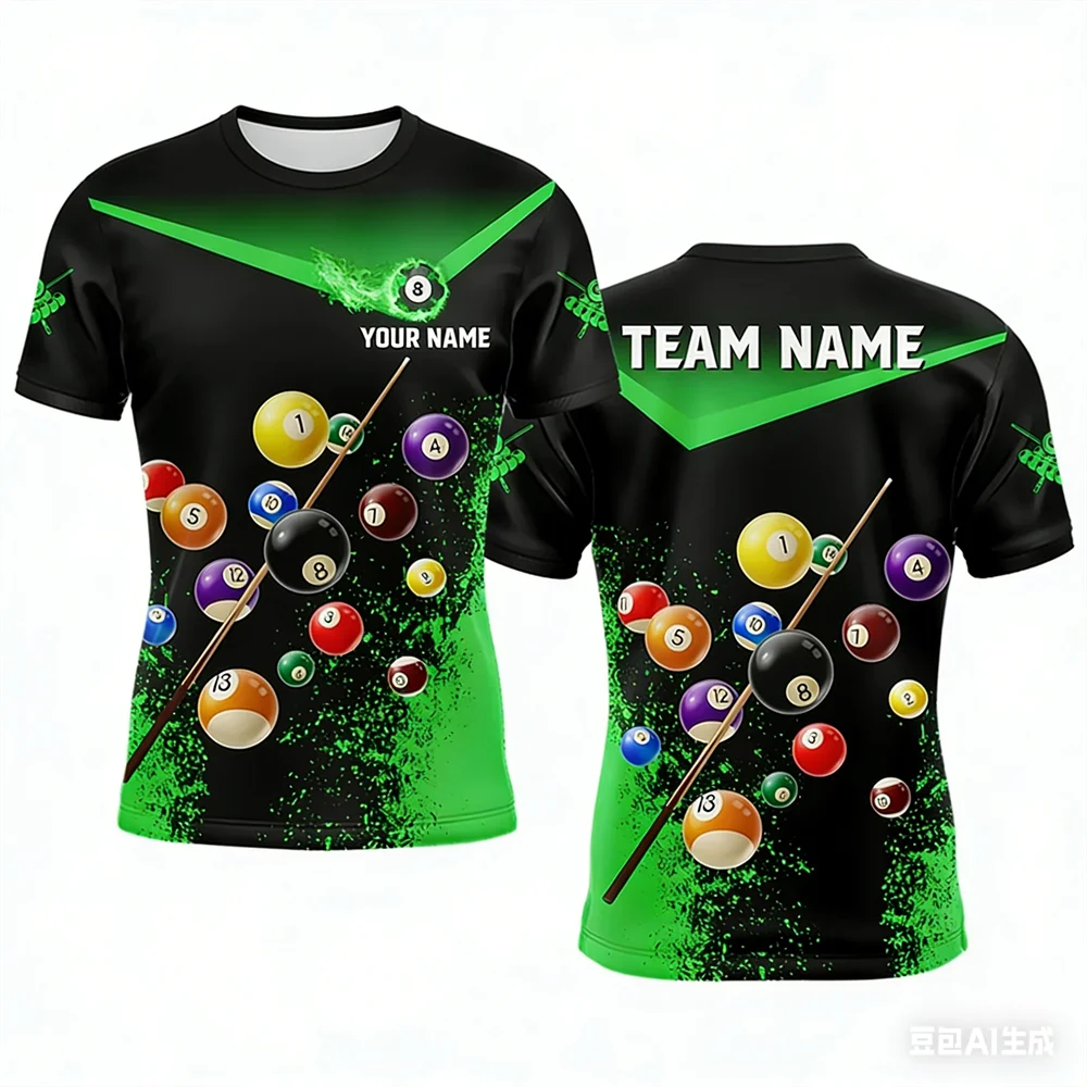 Summer Clothing Name - Moda Bilardo Spor Erkek Tişörtü 3D