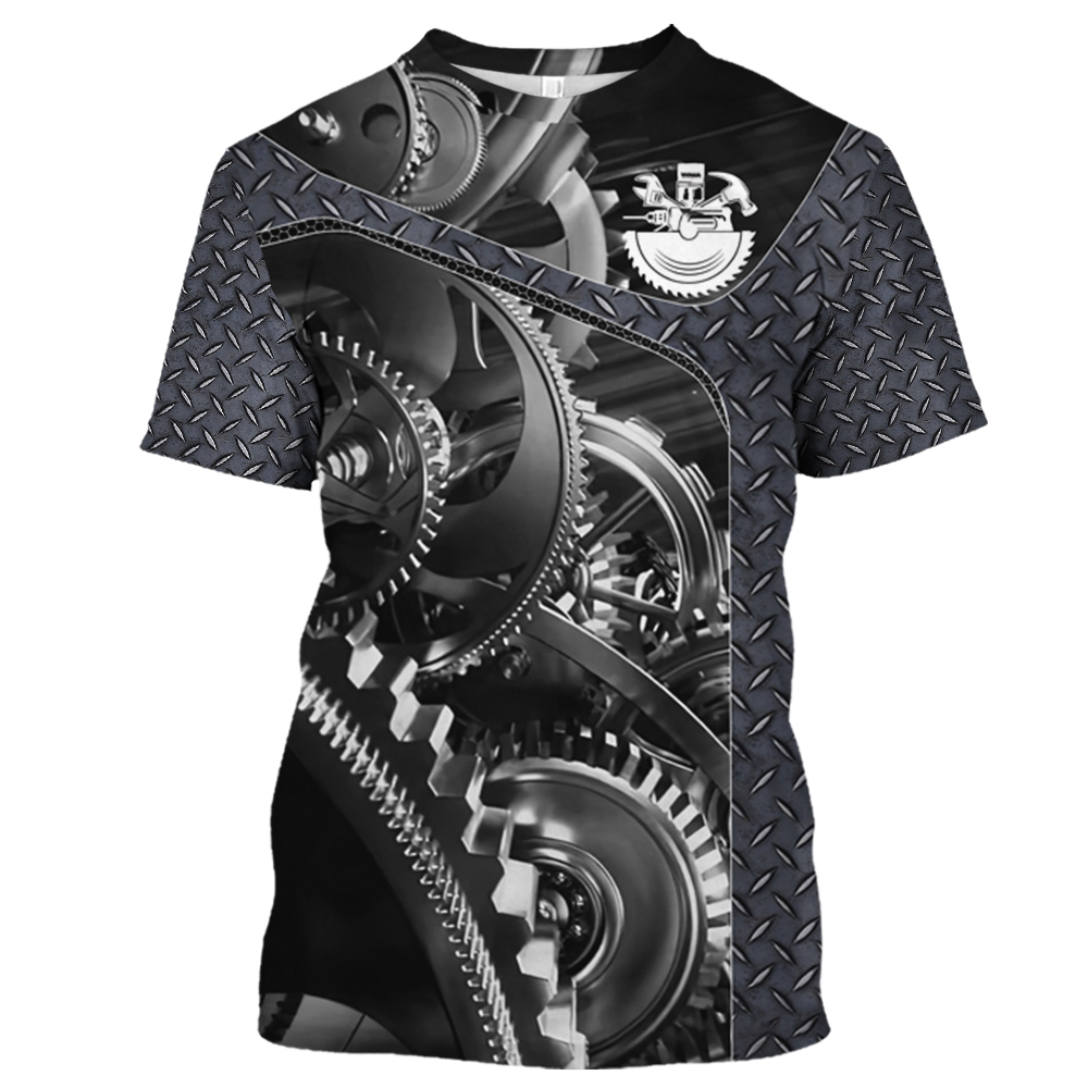 Summer Clothing Name - Vintage T-Shirt Mekanik 3D Baskı Üstleri