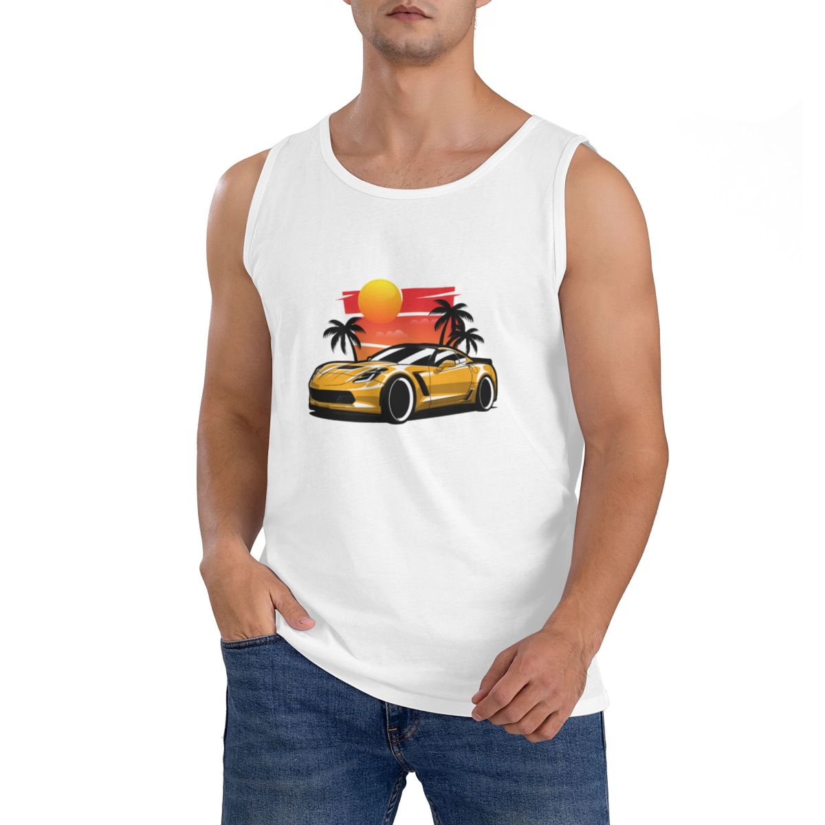 Yellow Summer Clothing - % 100% Pamuk Sarı Corvette Z06