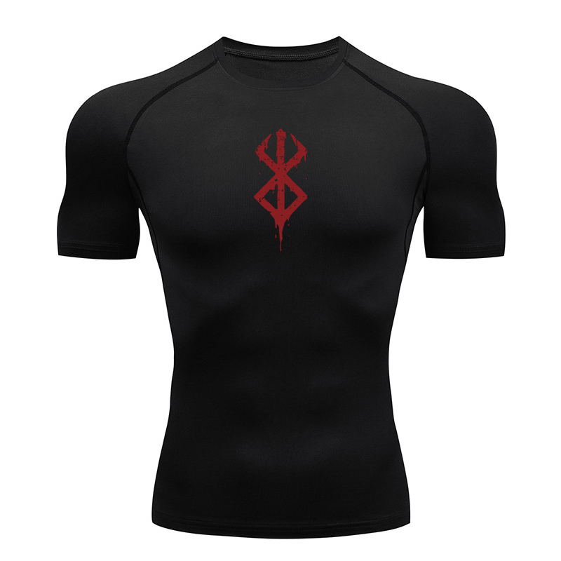 Summer Gym Clothing - Erkek Baskılı Kompresyon Tişörtleri Yazlık Kısa
