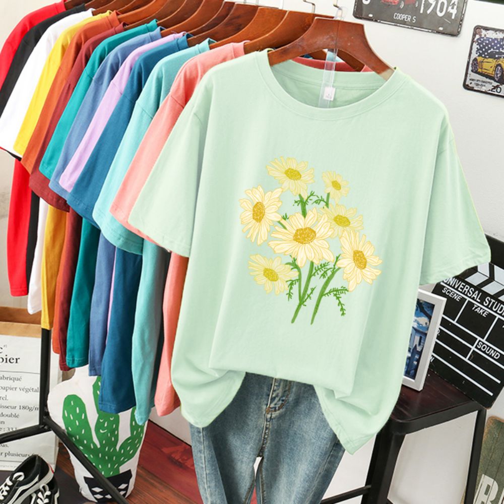 Yellow Summer Clothing - Sokak Pamuk Kadın T-Shirt Taze Harajuku