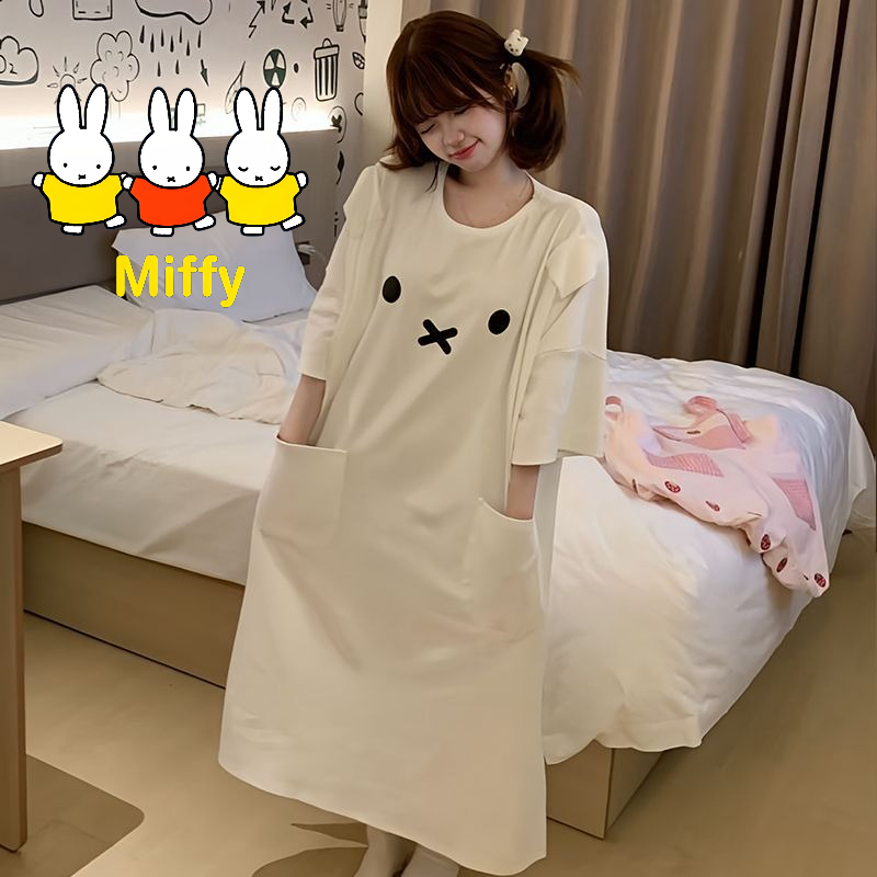 Summer Away Clothing - Kawaii Miffy Uyku Elbisesi Sevimli Karikatür