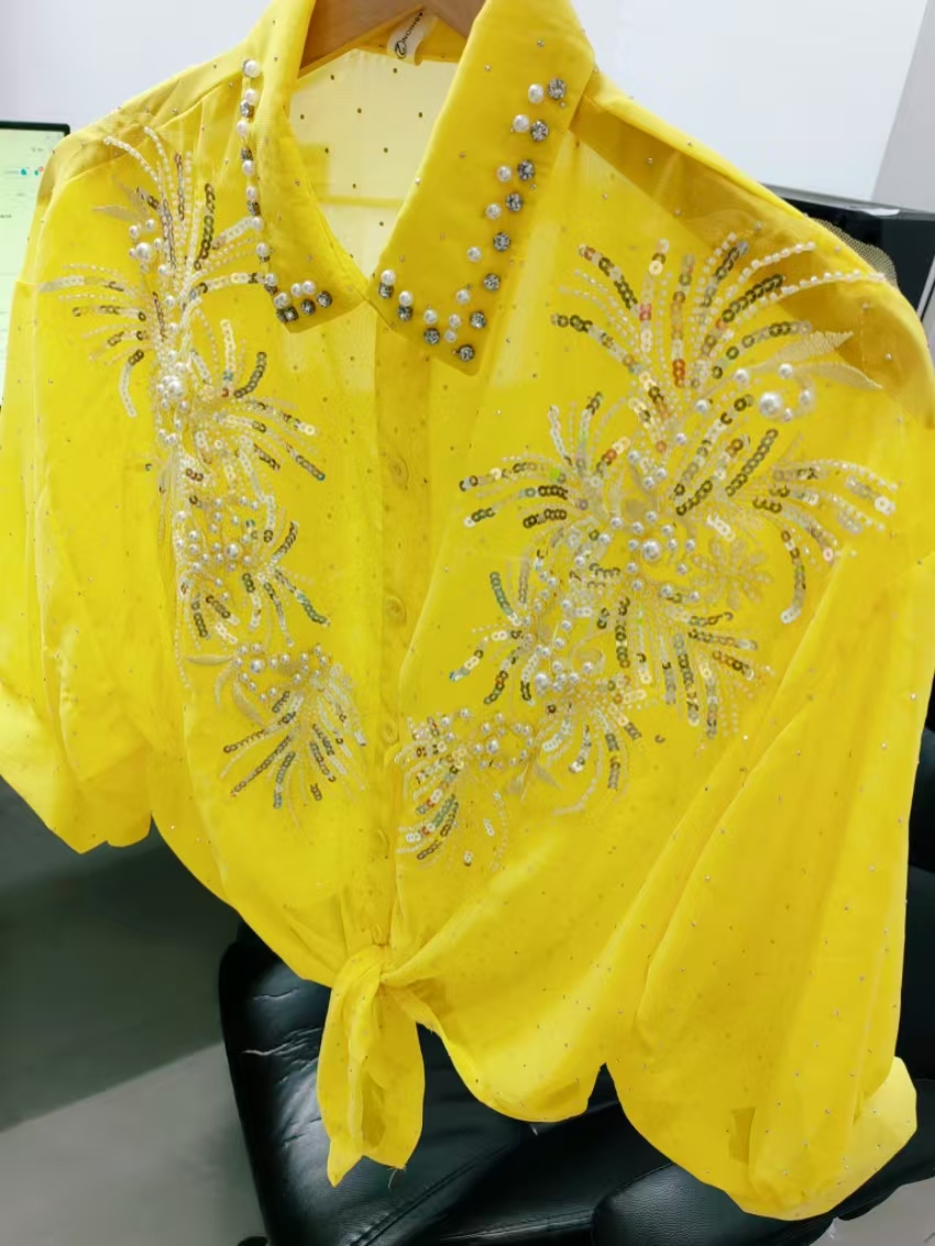 Kadınlar için Parıltılı Pullu  - Yellow Summer Clothing incelemesi ve fiyatı