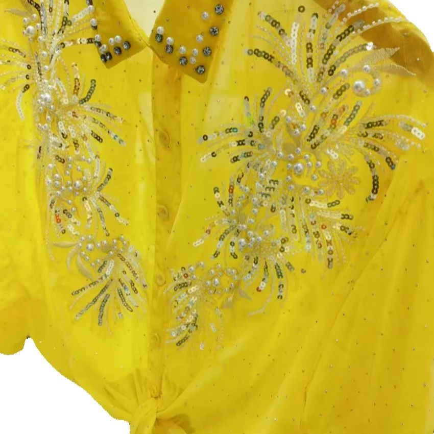 Kadınlar için Parıltılı Pullu  - Yellow Summer Clothing incelemesi ve fiyatı