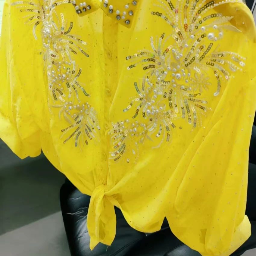 Kadınlar için Parıltılı Pullu  - Yellow Summer Clothing incelemesi ve fiyatı