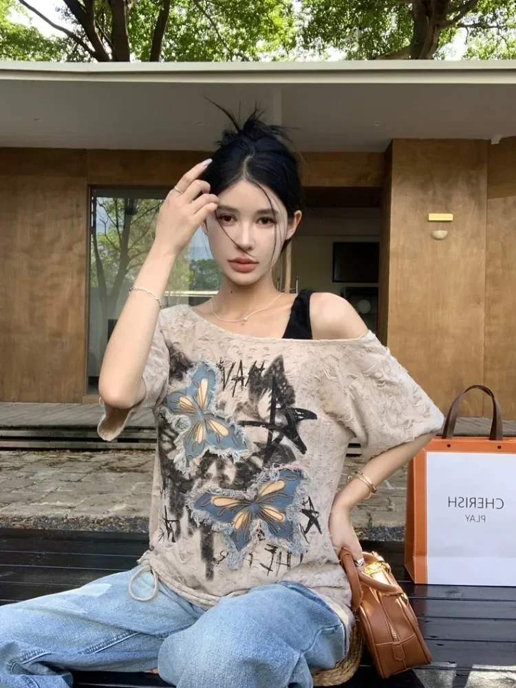HOUZHOU Vintage Grafik T-shirt - Summer Grunge Clothing incelemesi ve fiyatı