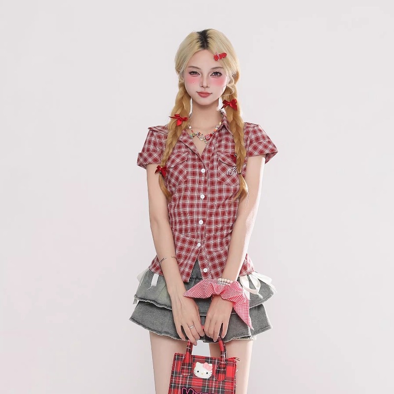 Harajuku Vintage Gotik Ekose G - Summer Grunge Clothing incelemesi ve fiyatı