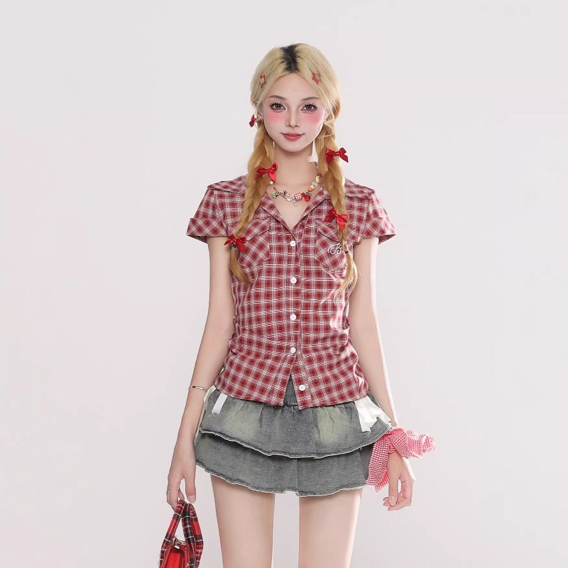 Harajuku Vintage Gotik Ekose G - Summer Grunge Clothing incelemesi ve fiyatı