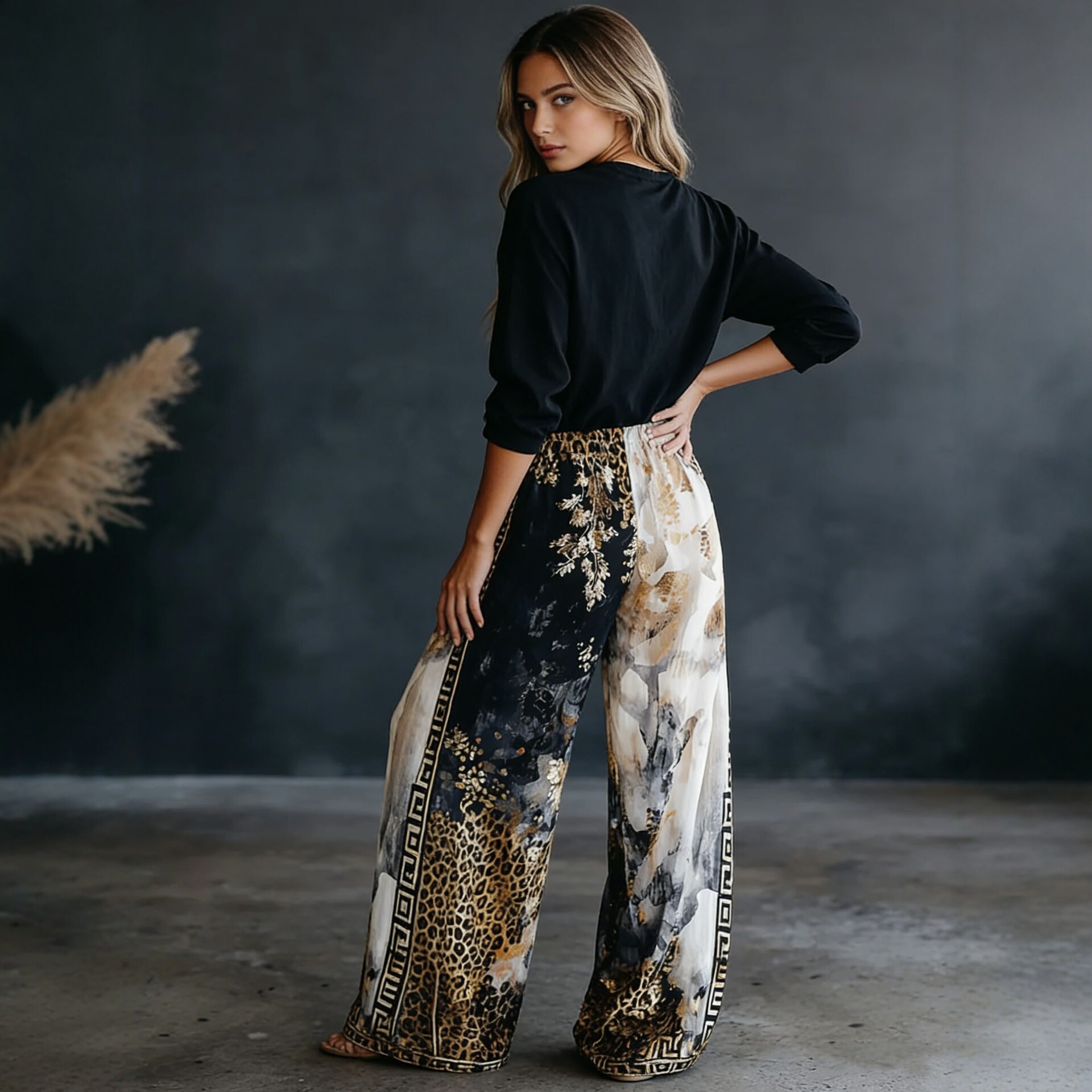Kadın Renk Bloklu Leopar Desen - Palazzo Pant Wide incelemesi ve fiyatı