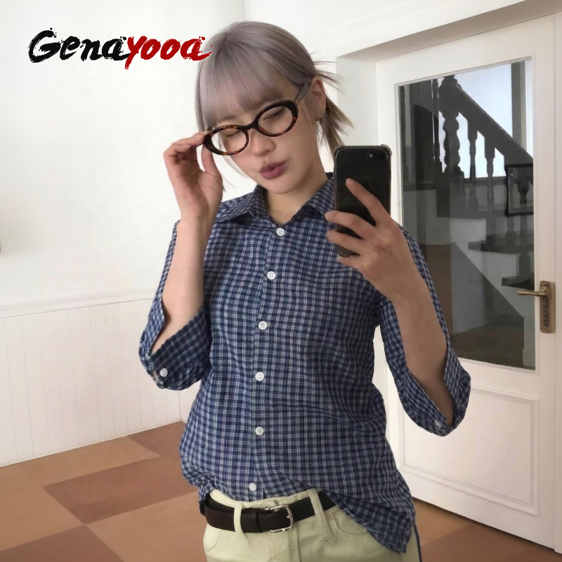 Genayooa Y2k Ekose Gömlek Kadı - Summer Grunge Clothing incelemesi ve fiyatı