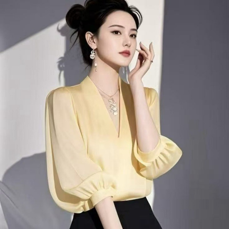 Vintage kadın Bluzlar Şifon Gö - Yellow Summer Clothing incelemesi ve fiyatı