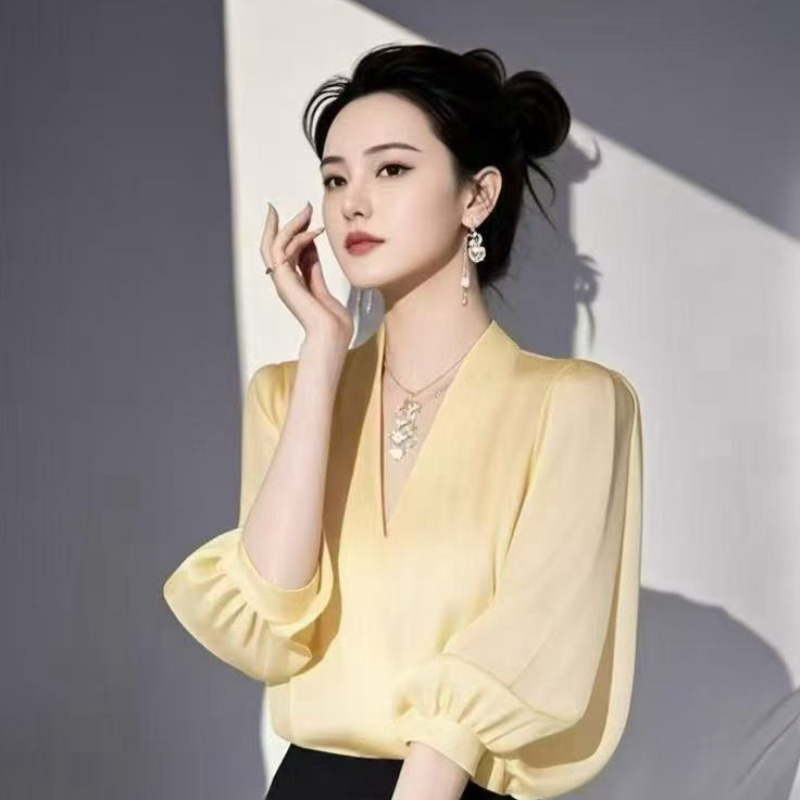 Vintage kadın Bluzlar Şifon Gö - Yellow Summer Clothing incelemesi ve fiyatı