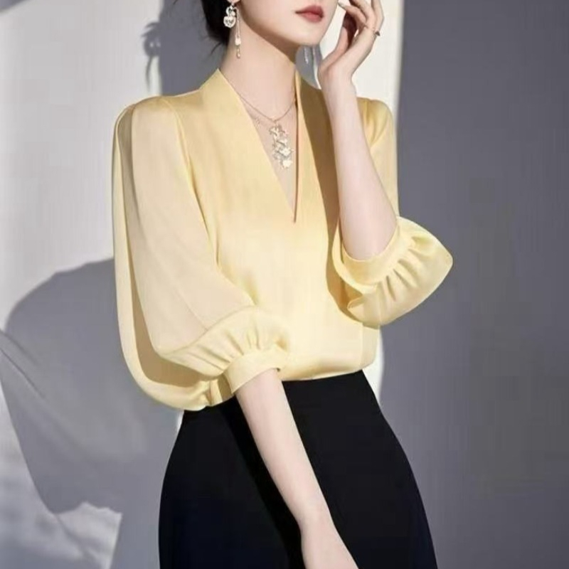 Vintage kadın Bluzlar Şifon Gö - Yellow Summer Clothing incelemesi ve fiyatı