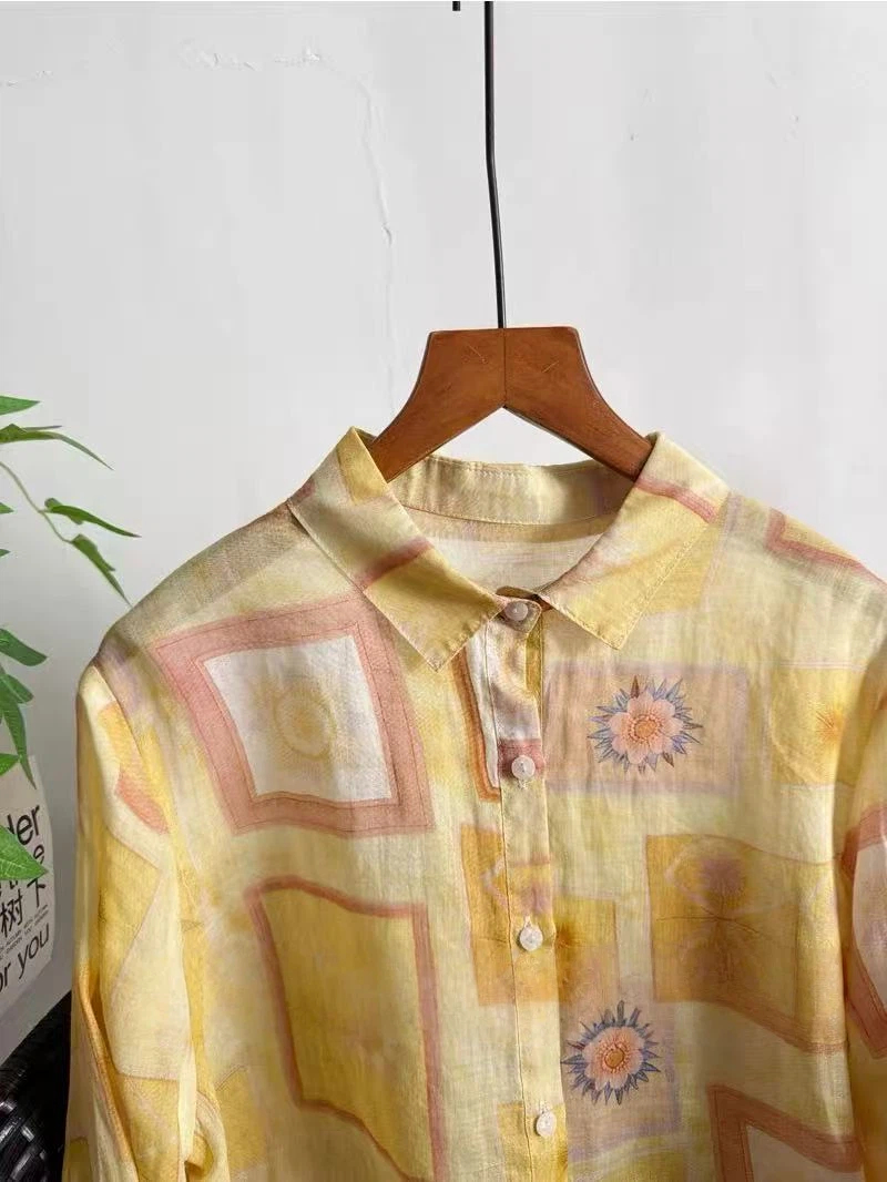 100% Rami Gömlek İlkbahar Sonb - Yellow Summer Clothing incelemesi ve fiyatı