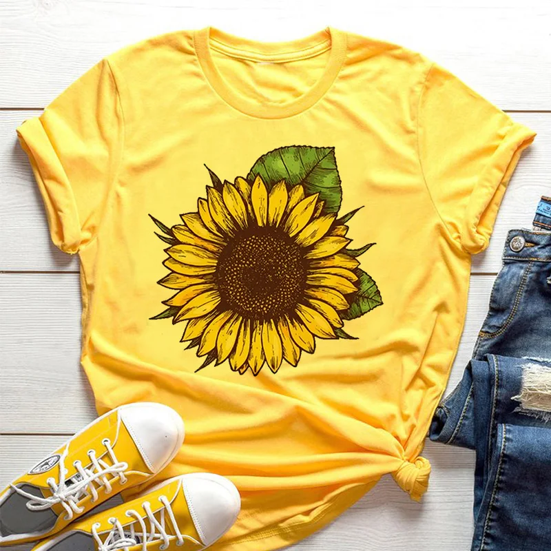 Sarı kadın T-shirt Ayçiçeği Ar - Yellow Summer Clothing incelemesi ve fiyatı